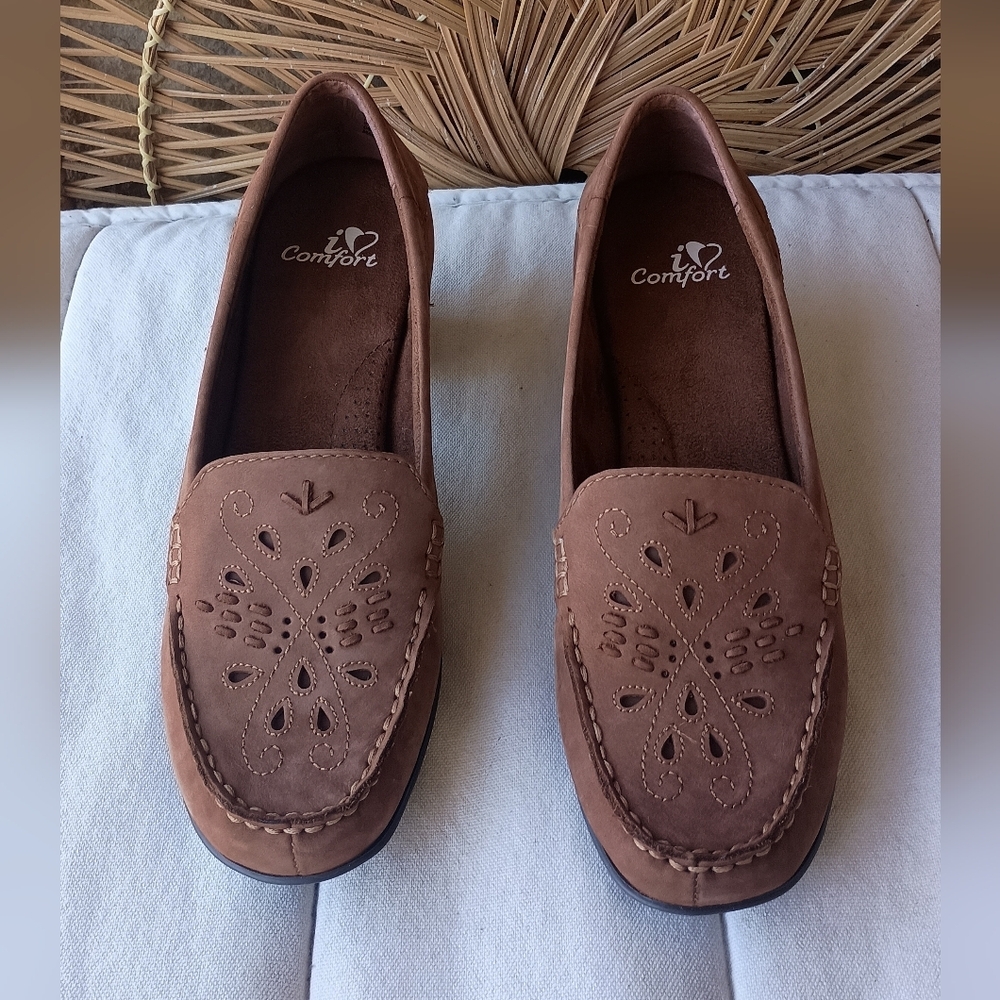 I Love Comfort Women's Brown Suede Leather Loafers_9